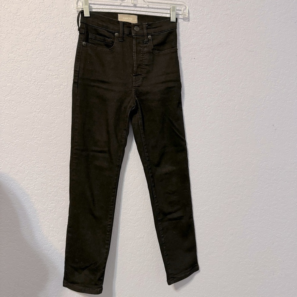 Everlane Black High Rise Slim Straight 24 Ankle Jeans